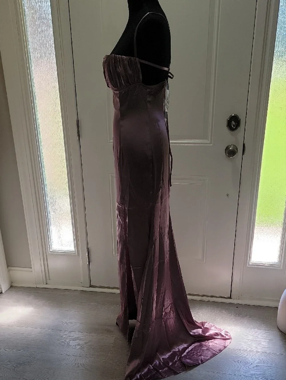 Satin Maxi Slip Dress in Dusty Rose with Front Slit